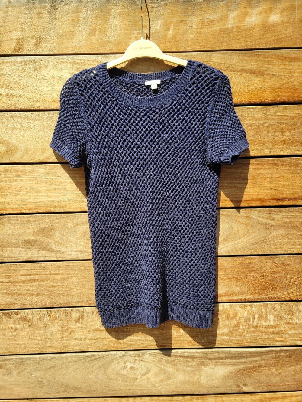 Gap Navy Blue Crochet Fishnet Fisherman Long Tunic T-shirt Top‎ Cover Up Size S